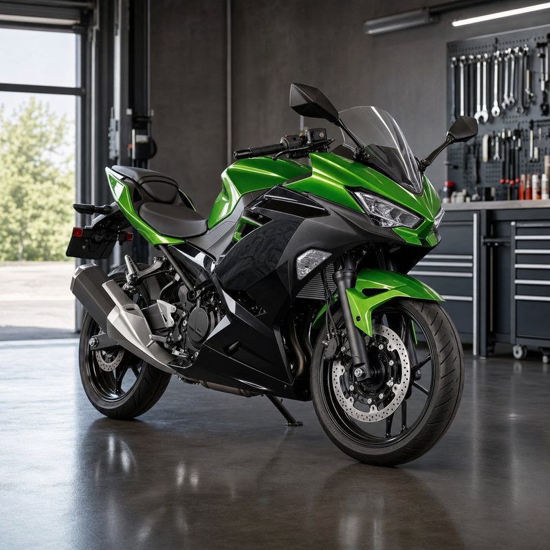 緑と黒のカワサキ Ninja 400をイメージした人気中古スポーツバイクの買取参考例