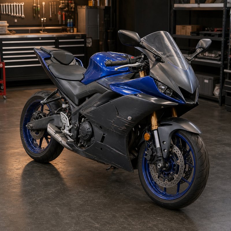 転倒で外装に損傷がある600ccクラス中古スポーツバイクの買取参考例