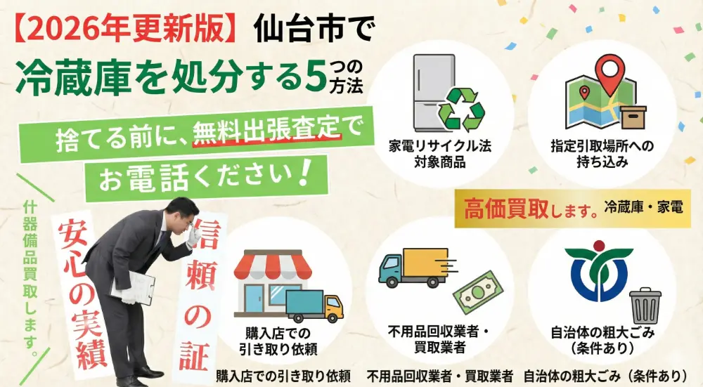 冷蔵庫処分か買取かのバナー